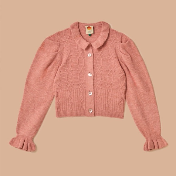 Farm Rio Light Pink Ruffle Knit Cardigan - Picture 8 of 9
